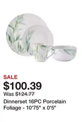 Bed Bath & Beyond Dinnerset 16PC Porcelain Foliage - 10'75 x 0'5 offer