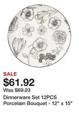 Bed Bath & Beyond Dinnerware Set 12PCS Porcelain Bouquet - 12 x 15 offer