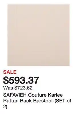 Bed Bath & Beyond SAFAVIEH Couture Karlee Rattan Back Barstool-(SET of 2) offer