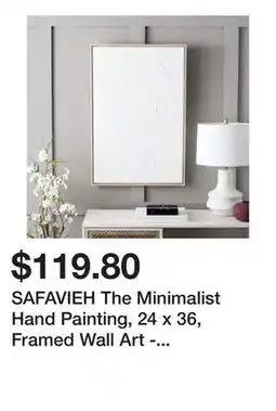 Bed Bath & Beyond SAFAVIEH The Minimalist Hand Painting, 24 x 36, Framed Wall Art - White offer