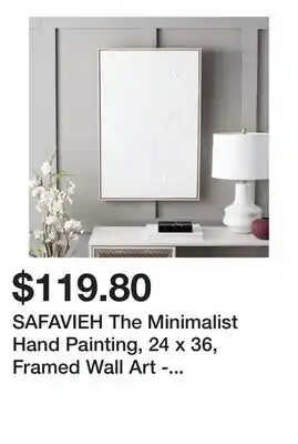 Bed Bath & Beyond SAFAVIEH The Minimalist Hand Painting, 24 x 36, Framed Wall Art - White offer