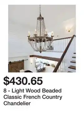 Bed Bath & Beyond 8 - Light Wood Beaded Classic French Country Chandelier offer