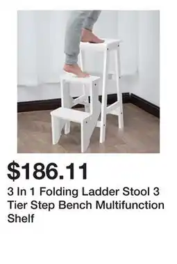 Bed Bath & Beyond 3 In 1 Folding Ladder Stool 3 Tier Step Bench Multifunction Shelf offer