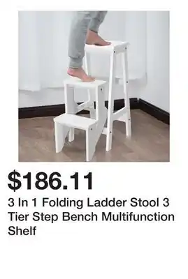 Bed Bath & Beyond 3 In 1 Folding Ladder Stool 3 Tier Step Bench Multifunction Shelf offer