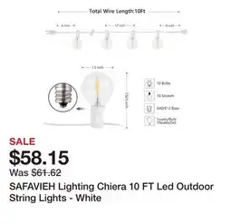Bed Bath & Beyond SAFAVIEH Lighting Chiera 10 FT Led Outdoor String Lights - White offer