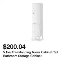 Bed Bath & Beyond 5 Tier Freestanding Tower Cabinet Tall Bathroom Storage Cabinet offer