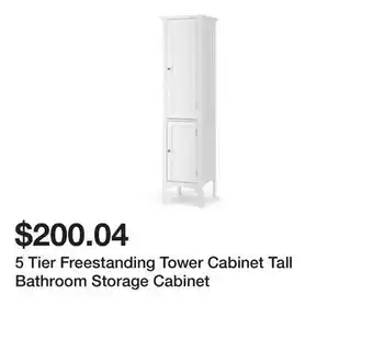 Bed Bath & Beyond 5 Tier Freestanding Tower Cabinet Tall Bathroom Storage Cabinet offer
