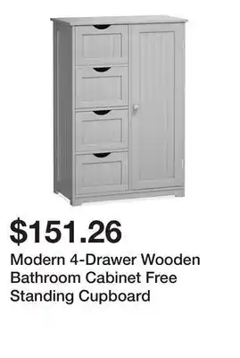 Bed Bath & Beyond Modern 4-Drawer Wooden Bathroom Cabinet Free Standing Cupboard offer