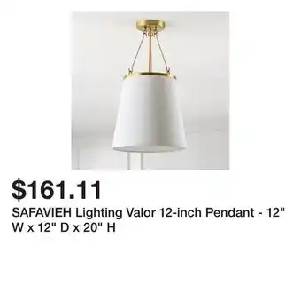 Bed Bath & Beyond SAFAVIEH Lighting Valor 12-inch Pendant - 12 W x 12 D x 20 H offer