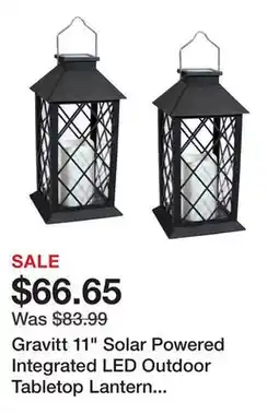 Wayfair Gravitt 11 Solar Powered Integrated LED Outdoor Tabletop Lantern (Set of 2) offer