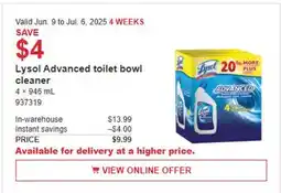 Costco Lysol Advanced toilet bowl cleaner offer