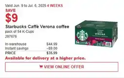 Costco Starbucks Caffè Verona Coffee offer