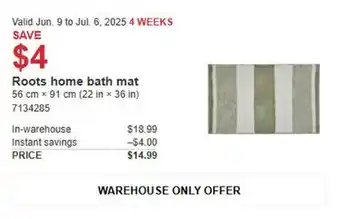 Costco Roots home bath mat offer