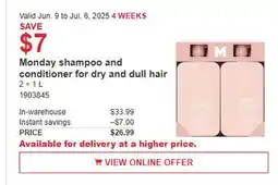 Costco Monday shampoo and conditioner for dry and dull hair offer