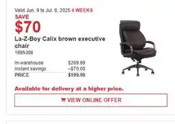 Costco La-Z-Boy Calix brown executive chair offer
