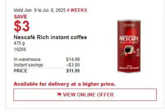 Costco Nescafé Rich Instant Coffee offer