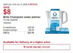 Costco Brita Champlain water pitcher offer