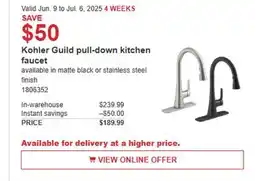 Costco Kohler Guild Pill-Down Kitchen Faucet offer