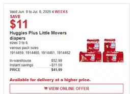 Costco Huggies Plus Little Movers diapers offer