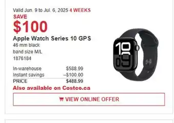 Costco Apple Watch Series 10 GPS offer