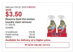 Costco Resolve Gold Oxi-Action laundry stain remover offer