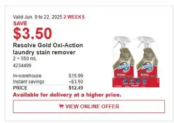 Costco Resolve Gold Oxi-Action laundry stain remover offer