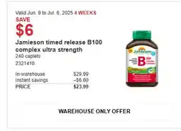 Costco Jamieson timed release B100 complex ultra strength offer