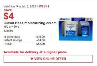 Costco Glaxal Base moisturizing cream offer