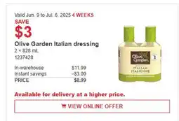Costco Olive Garden Italian dressing offer