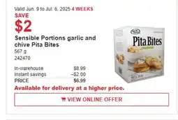 Costco Sensible Portions garlic and chive pita bites offer