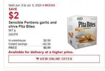 Costco Sensible Portions garlic and chive pita bites offer