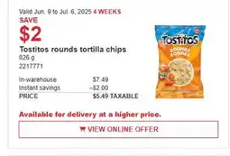 Costco Tostitos rounds tortilla chips offer
