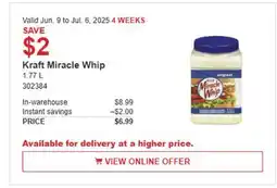 Costco Kraft Miracle Whip offer