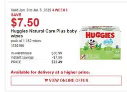 Costco Huggies Natural Care plus baby wipes offer