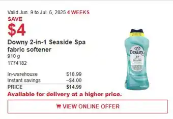 Costco Downy 2-in-1 Seaside Spa fabric softener offer