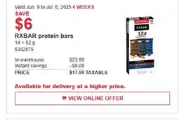 Costco RXBAR protein bars offer