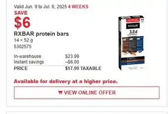 Costco RXBAR protein bars offer