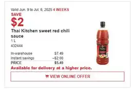 Costco Thai Kitchen sweet red chili sauce offer