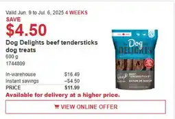 Costco Dog Delights beef tender sticks dog treats offer