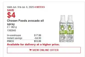 Costco Chosen Foods avocado oil spray offer