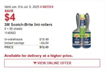 Costco 3M Scotch-Brite Lint Rollers offer