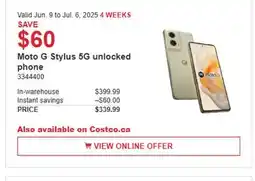 Costco Moto G Stylus 5G unlocked phone offer