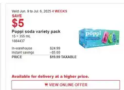 Costco Poppi soda variety pack offer