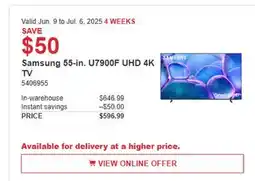 Costco Samsung 55-in. U7900F UHD 4K TV offer