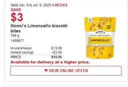 Costco Nonni's Limoncello biscotti bites offer