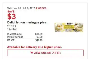 Costco Delici lemon meringue pies offer