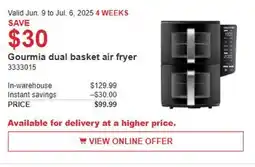 Costco Gourmia dual basket air fryer offer