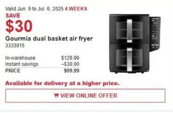 Costco Gourmia dual basket air fryer offer