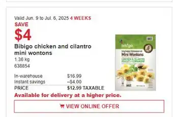 Costco Bibigo chicken and cilantro mini wontons offer