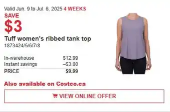Costco Tuff women's ribbed tank top offer